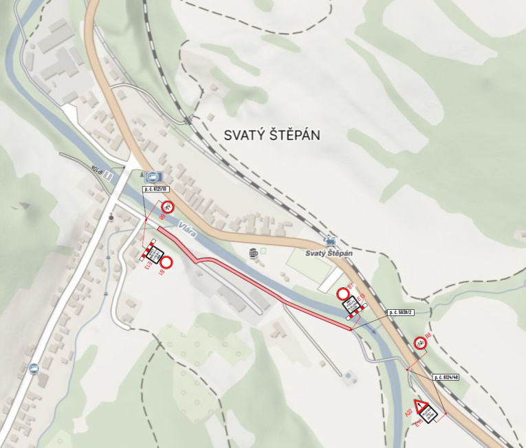 Mapka uzavretého úseku